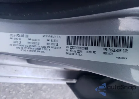 2015 Chrysler 200 Limited z USA, uszkodzony, nr VIN 1C3CCCAB8FN724802